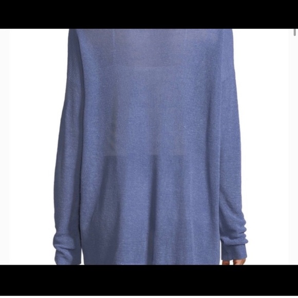 Eileen Fisher Fine Knit Linen Blend V-Neck Sweater blue size medium - Picture 2 of 6